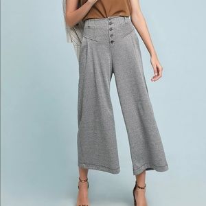 Anthropologie Houndstooth Crop Wide-Leg Pants